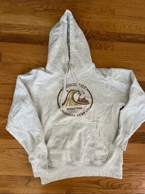 New Quiksilver Heather Gray Hoodie with Brown Vintage Surf Logo